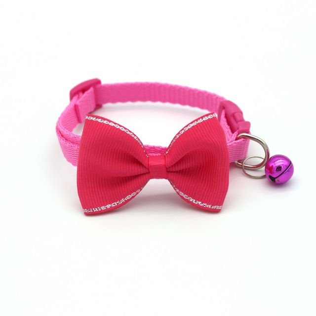 Adjustable Bow and Bell Pet Collar with Stripes