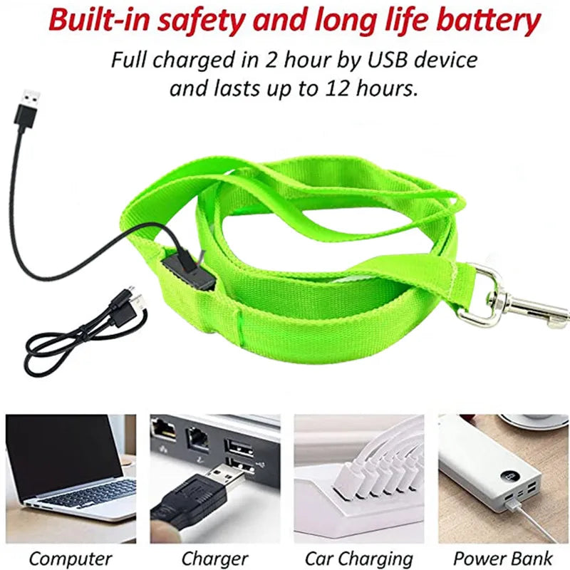 Led Dog Leash Usb Rechargeable