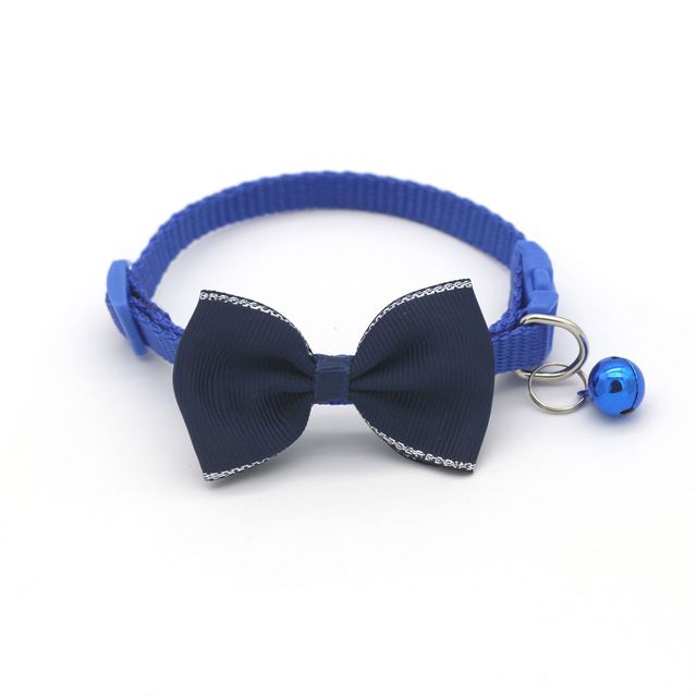 Adjustable Bow and Bell Pet Collar with Stripes