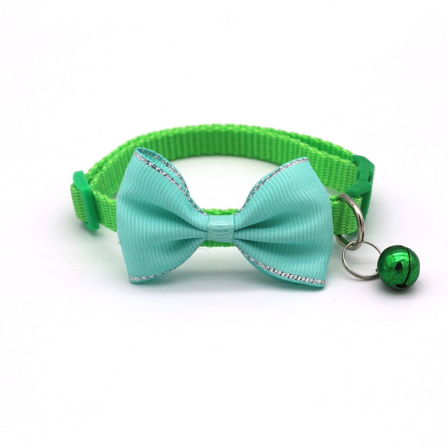 Adjustable Bow and Bell Pet Collar with Stripes