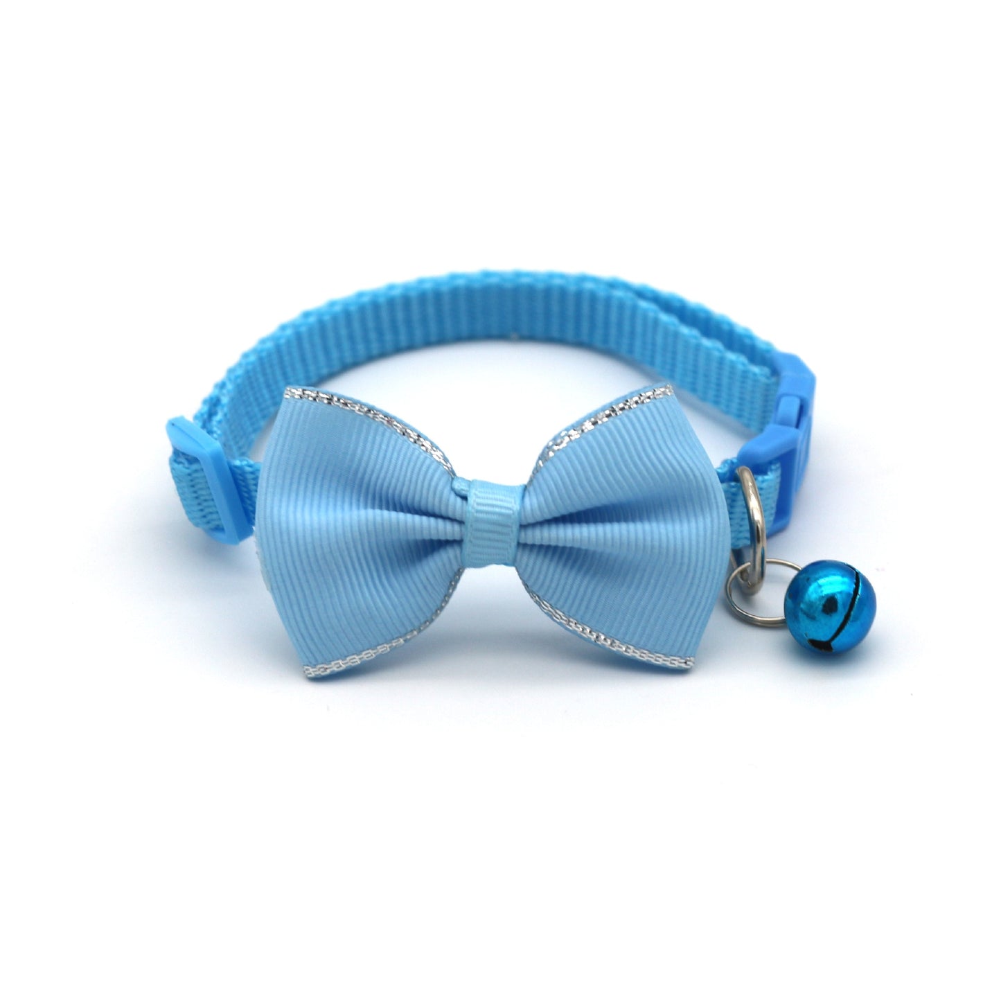 Adjustable Bow and Bell Pet Collar with Stripes