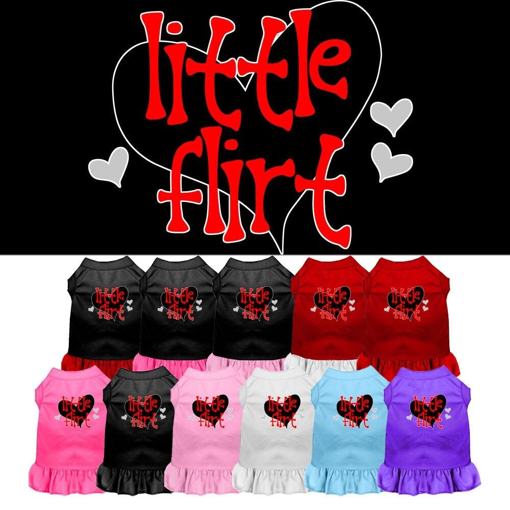 Dog Dress, Pet Dog & Cat Dress Screen Printed, "Little Flirt" 