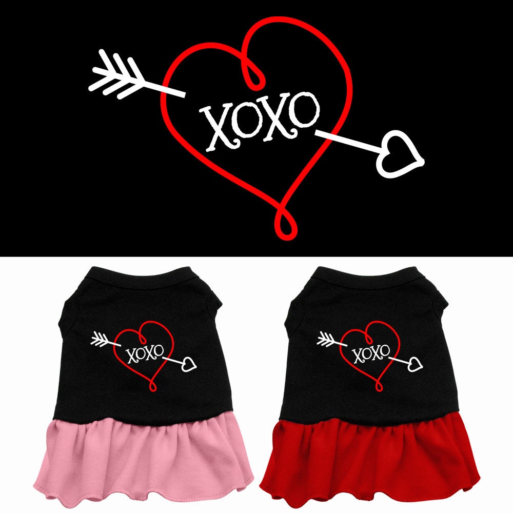 Dog Dress, Screen Printed, "XOXO" 